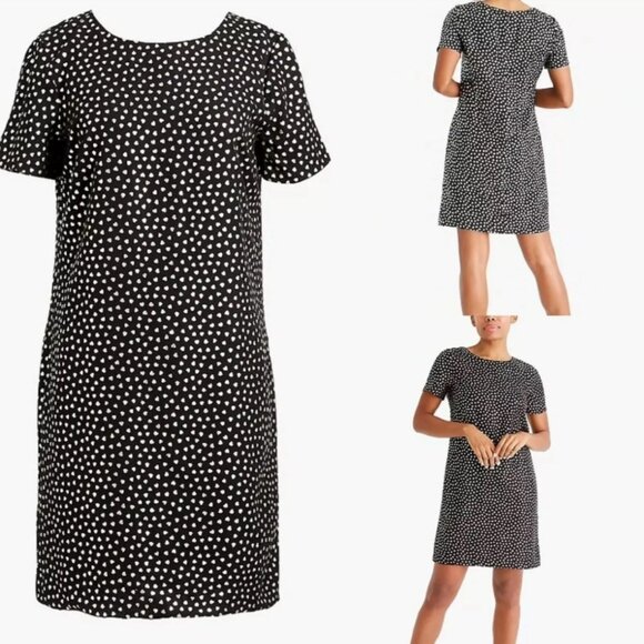 NWT Women's J. CREW Black w/Gold Metallic Heart Shift Dress | Size 10 - Picture 1 of 10